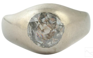 14K White Gold Natural Diamond Pinky Ring Sz 7.5