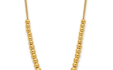 14K Yellow Gold Graduated Beaded Necklace