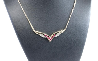 14KT Ladies Diamond | Ruby Necklace