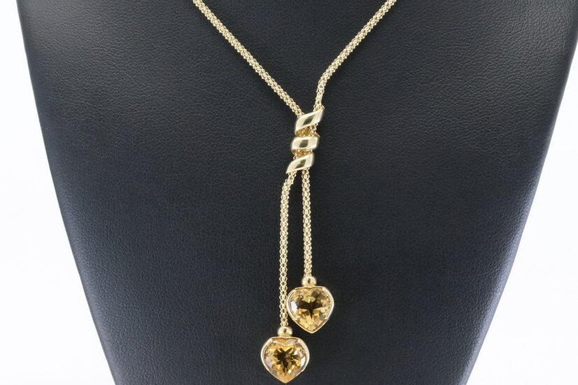 14Kt Yellow Gold Necklace w/ Heart Citrine