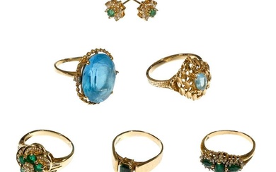 14k Yellow Gold, Emerald / Topaz Jewelry Assortment