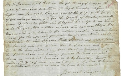 1805 Legal Document Signed Jedediah Sanger
