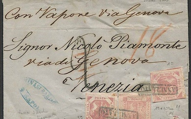 1860, Napoli, lettera da Napoli per Venezia del 13 ottobre 1860