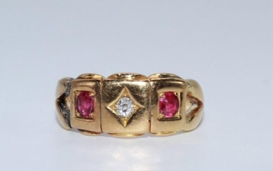 18ct Gold Ruby & Diamond Ring Birmingham 1894 Stone:...