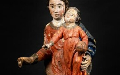 18th/19thC Painted Wooden Madonna and Child