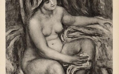 1919 Pierre Auguste RENOIR Nude Engraving "After the Bathing" SIGNED FRAMED