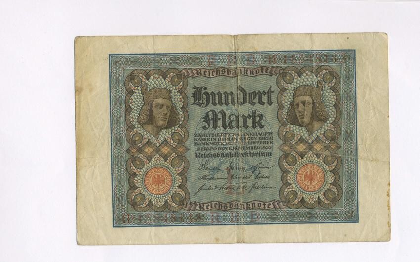 1920 Hundert Mark (100 Mark) Reichsbanknote