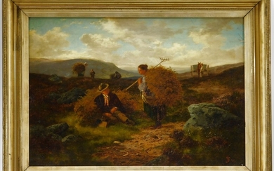19C Irish Farming Illuminated Landscape Painting