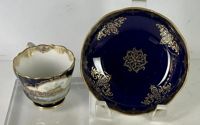19TH C. TOPOGRAPHICAL MEISSEN CUP AND SAUCER