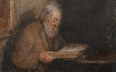 19TH CENTURY ENGLISH SCHOOL OLD MAN READING
