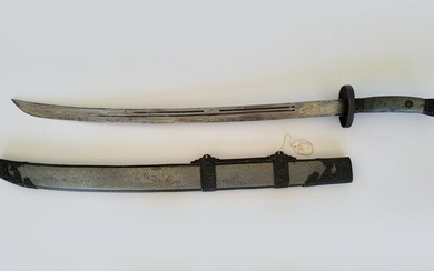 19th C. Chinese Sword With Tiger Inlaid Blade
