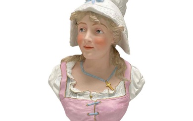 19th C. French Bisque Bust of Young Woman after Paul Duboy
