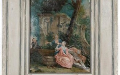 19th C. French Watteau Style Trumeau Mirror