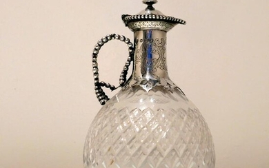 19th Century Antique Victorian Silver & Crystal Claret