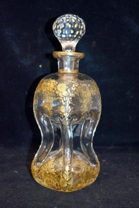 19th Century Pinched and Gilt Glass Decanter