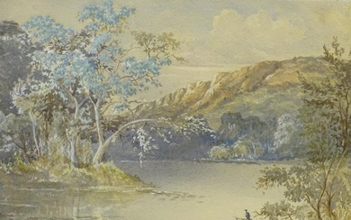 19thC School. Landscape with a lake in the foreground...