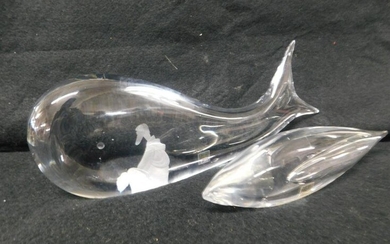 2 Kosta Crystal Fish Sculptures