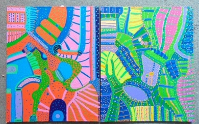 2 paintings, Louise Abrams, Outsider Art Collection