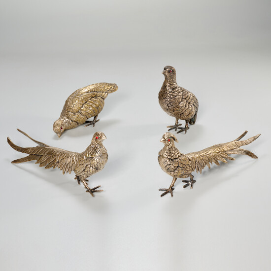 (2) pairs silver plated pheasant models