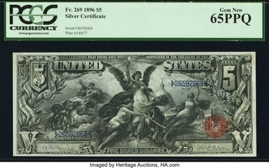 20042: Fr. 269 $5 1896 Silver Certificate PCGS Gem New