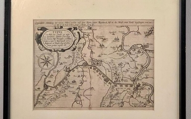 1627 Rare Map of the Rhein Canal