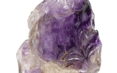 AN AMETHYST 'FINGER CITRON' CARVING QING DYNASTY, 18TH/19TH CENTURY