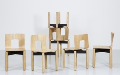 ITALIAN MANUFACTURE Six chairs. Ash. Cm 43,00 x 76…