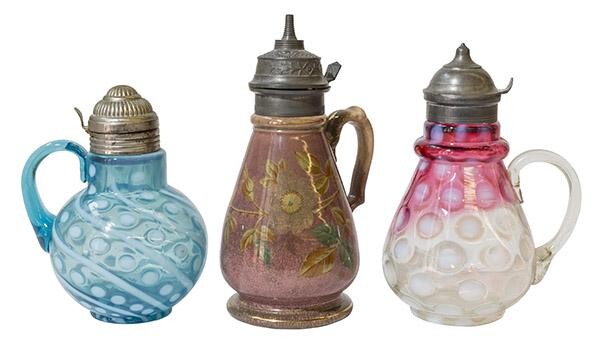 3 Victorian Syrup Pitchers Dated