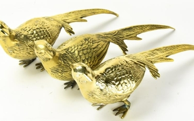 3 Vintage Brass Figural Pheasant Table Statues