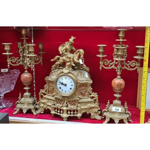3 piece Clock set. Lancini Bronze and Marble clock set. Made...