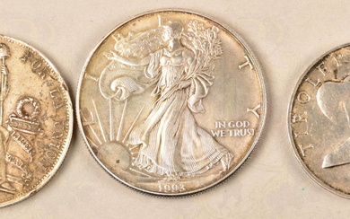 3 silver coins USA/Austria and Peru