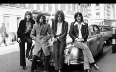 DICK BARNATT , Led Zeppelin 1970 ca. Vintage gelatin silver print. Artist's label on the verso. 7.87 x 10.04 in.