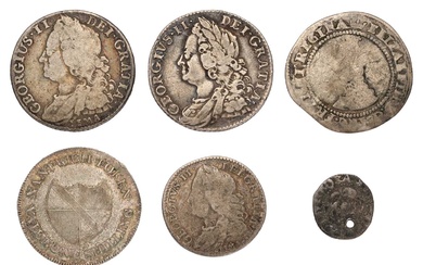 3x George II, Silver Coins, comprising; shilling, 1745 LIMA (S.3703)...
