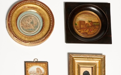 (4) antique miniature artworks