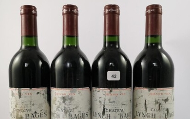 4 btls Château Lynch Bages 1989 - Pauillac (étiquettes très abîmées)