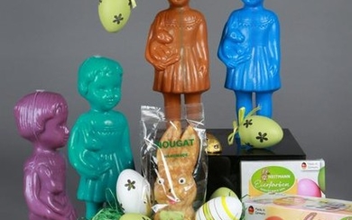 4 plastic Ibejis & Easter Greetings