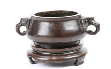Chinese Bronze Censer with Elephant Handles