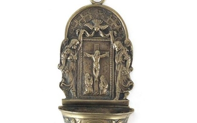 19th century silver coloured metal Holy water stoop