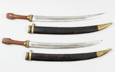 Pair of Bowed Sables, with fluted blade, stamped w…