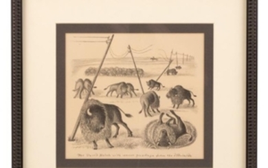 Buffalo on the prairie, signed by the d'Aulaires