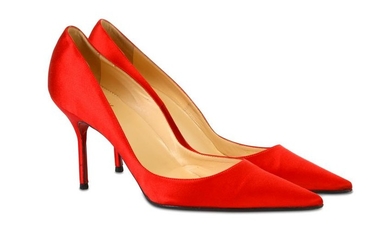 Christian Louboutin Red Satin Decoltissimo Pumps