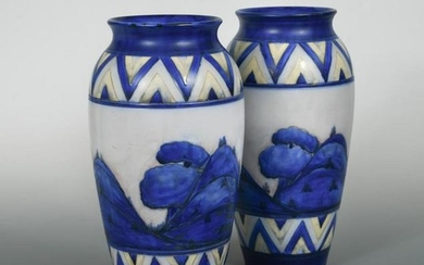 A pair of early Moorcroft Dawn Landscape pattern vases