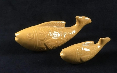 2 Foreside Home and Garden Ceramic Yellow Fish