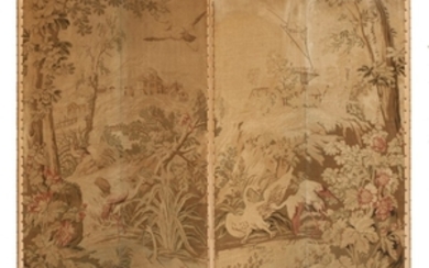 A four-leaf Brussels tapestry screen