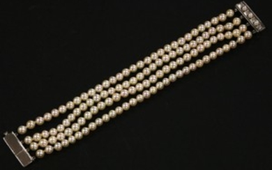 A four row uniform cultured pearl bracelet