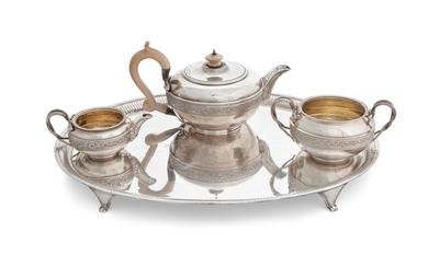 A George III silver Serpent motif three piece tea service