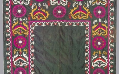 A green suzani embroidery