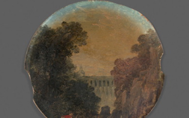 Hubert ROBERT (Paris 1733-1808) Lavandire dans un paysage italien la...