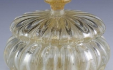 Italian Murano Barovier Gold Fleck Art Glass Lidded Jar