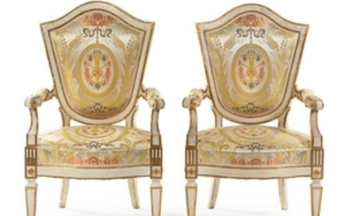 A Pair of Italian Painted Fauteuils